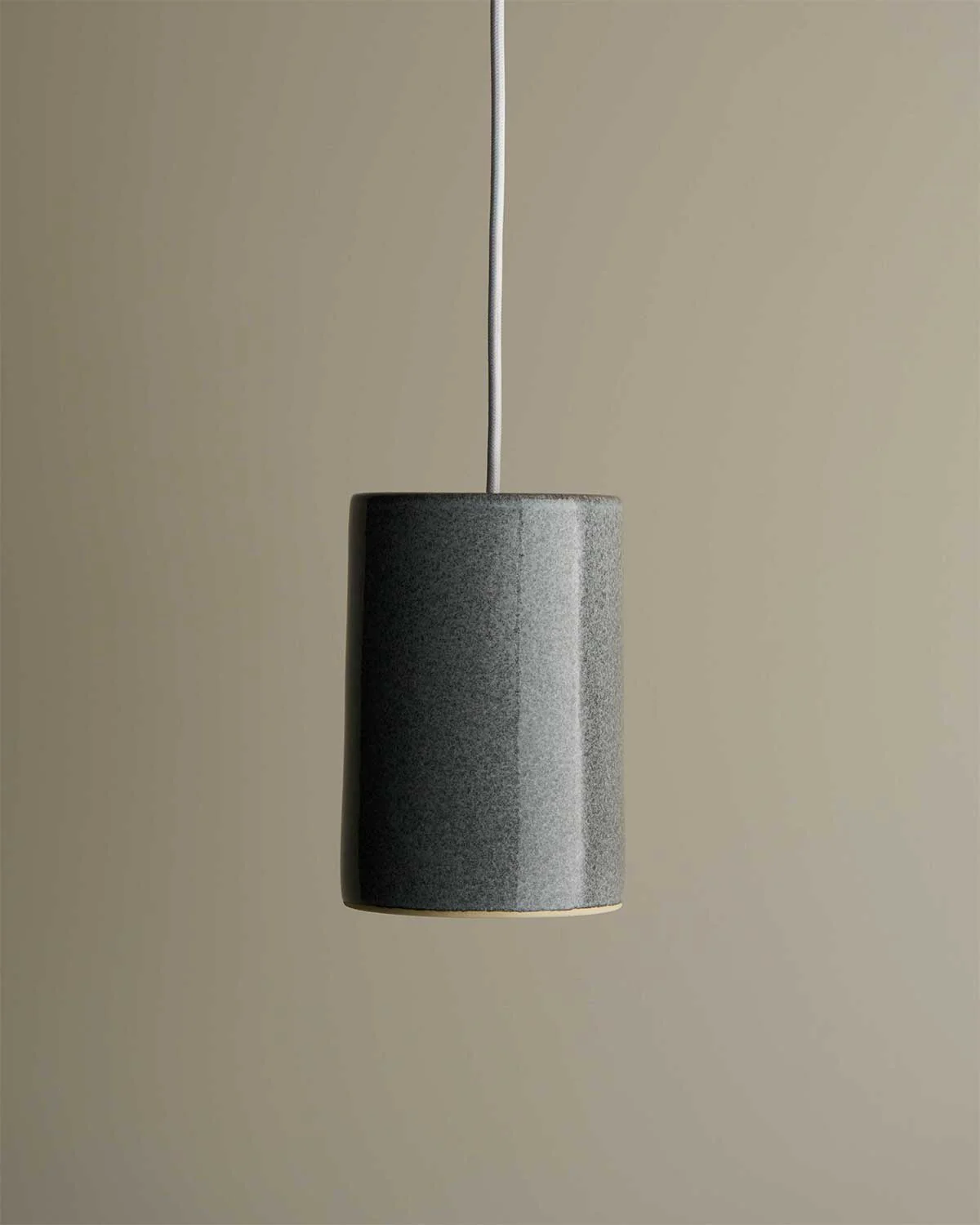 Large Ceramic Pendant Cylinder Light / Storm