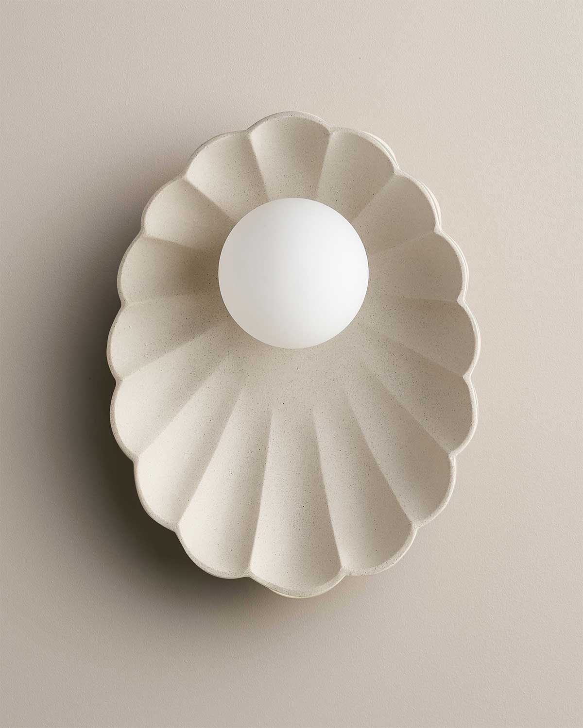 Ceramic Wall Oyster Sconce Light / Stone